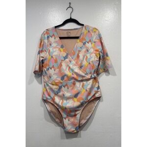 Mott50 Mia Elbow Wrap One Piece Swimsuit Size XL Bleached Honeysuckle Floral
